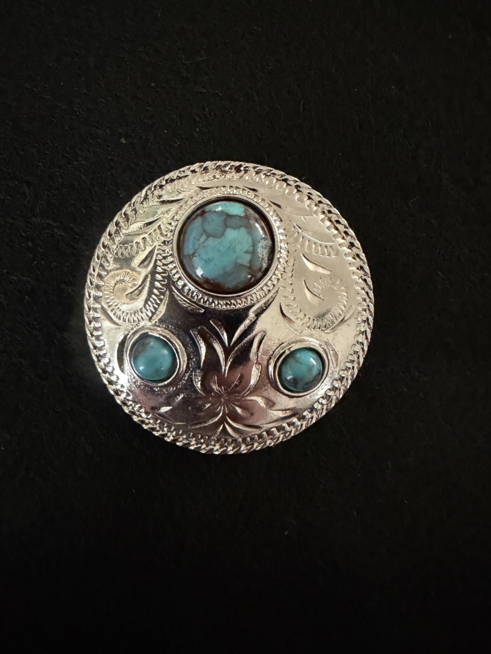 Western floral turquoise bolo tie clasp